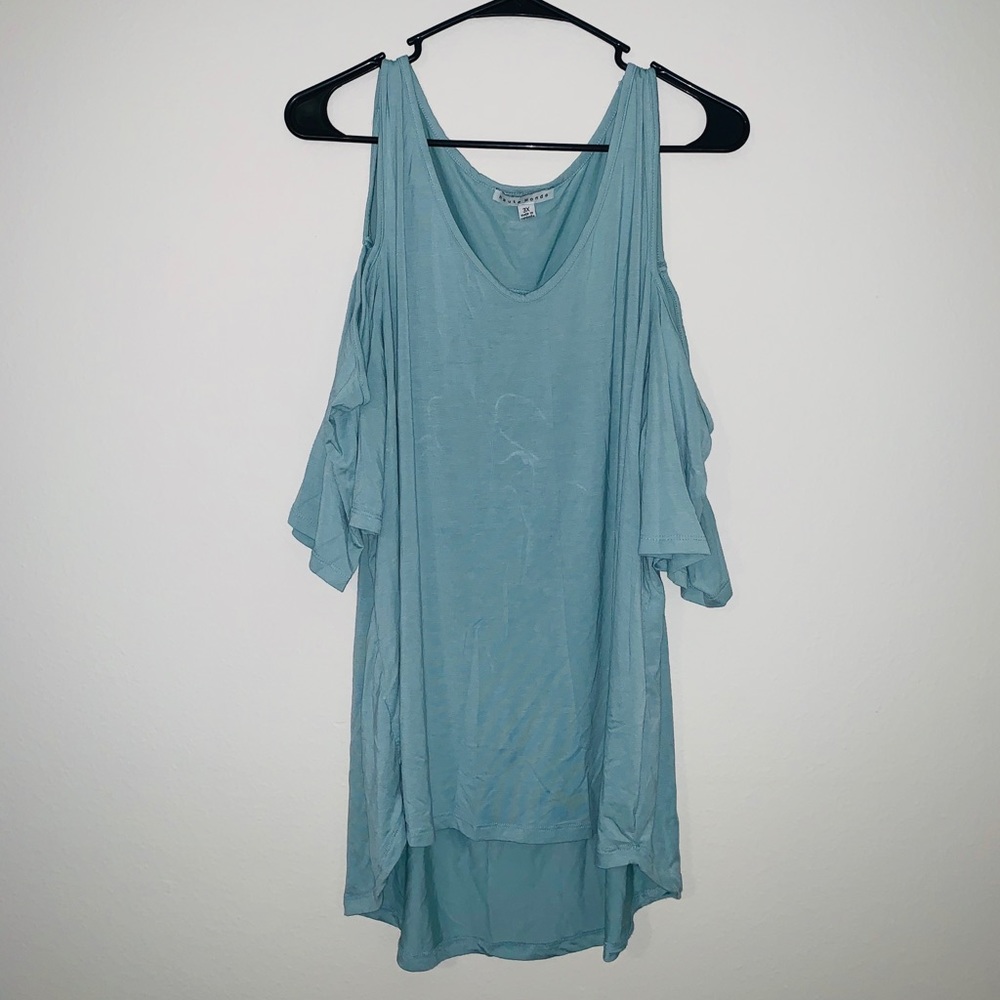 Blue cold shoulder top